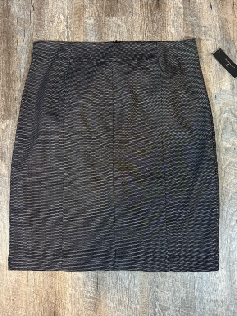 New Worthington Skirt Women’s Plus 18 Pencil Slit Black White Birdseye Career